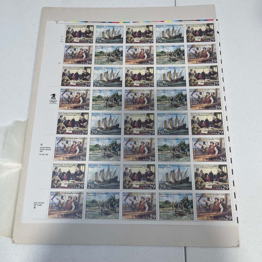 1992 Voyages of Columbus 29 Cent Full Sheet of 40 Stamps Scott 2620-23 MNH